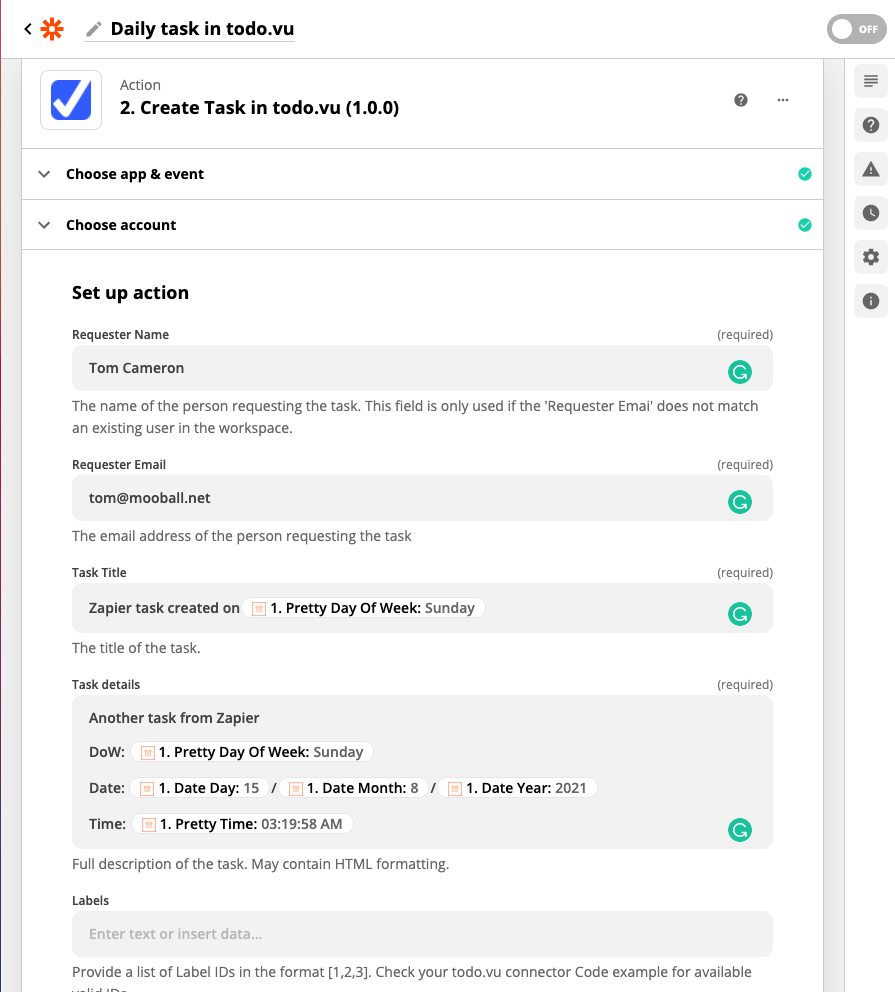 A screenshot of the Zapier application interface.