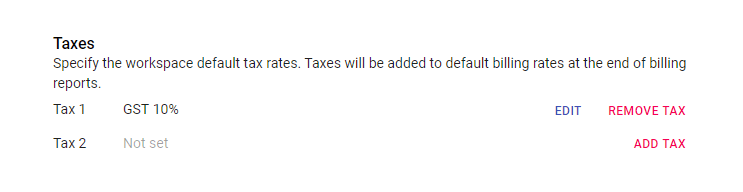 A screenshot of todo.vu's interface depicting where a user can set up their tax rates when getting started with todo.vu.