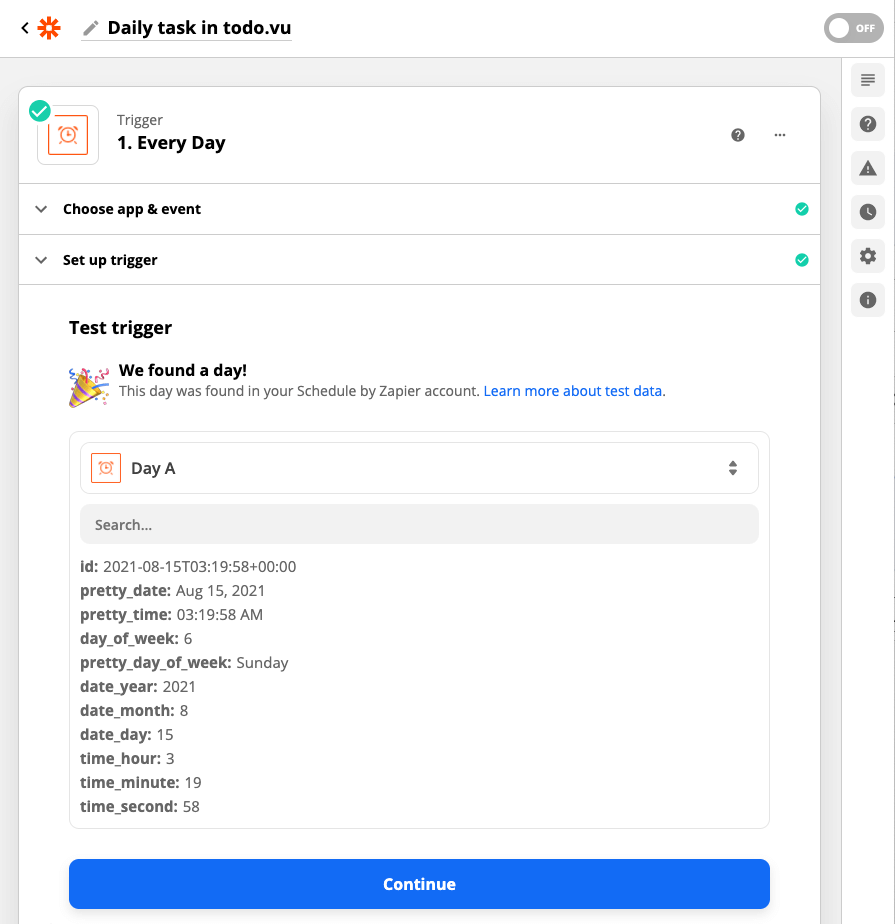 A screenshot of the Zapier application interface.