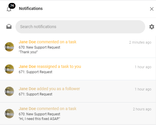 A screenshot of todo.vu's push notifications function.