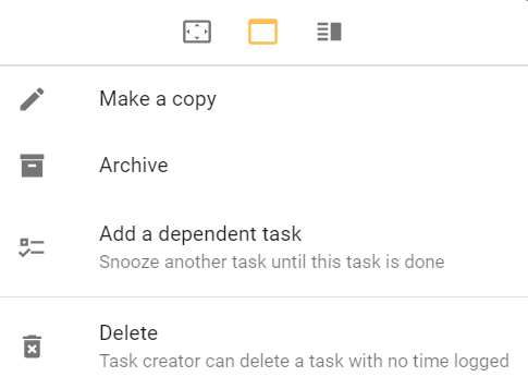 A screenshot of todo.vu's task settings options.