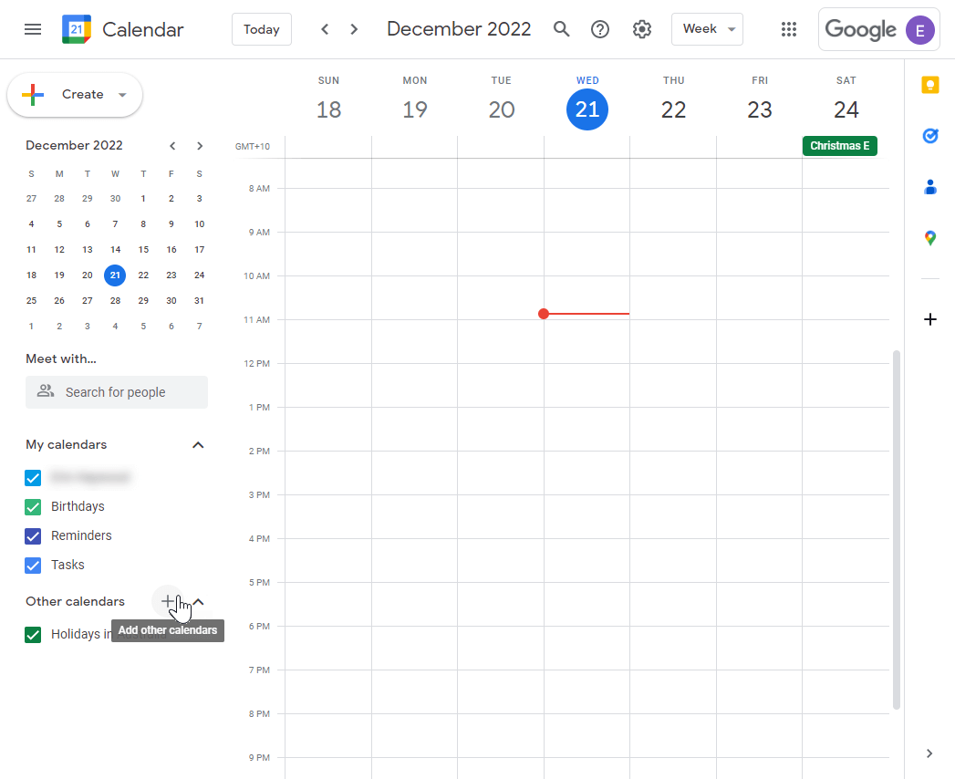 A screenshot of Google Calendar demonstrating where a todo.vu User can add their iCal link from within todo.vu to Google Calendar.