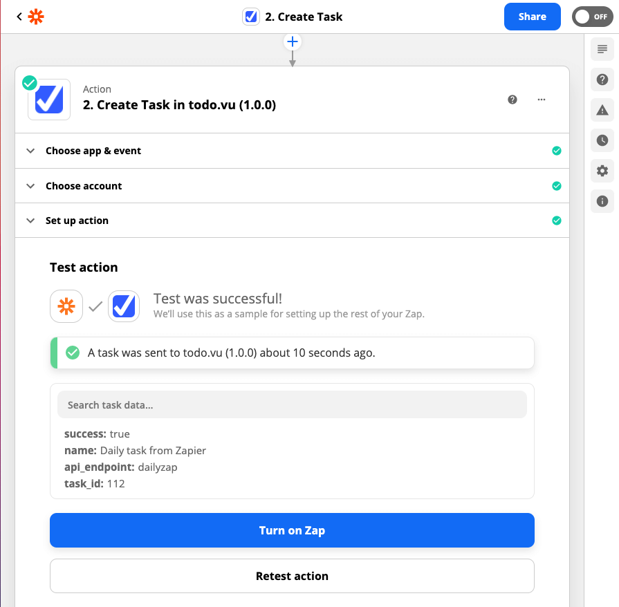 A screenshot of the Zapier application interface.